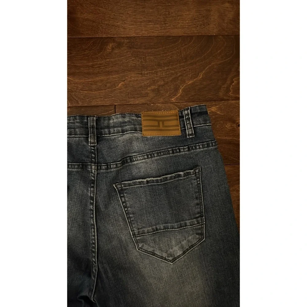 Jordan Craig Sean Slim Fit Jeans Mens 34x32 Blue Distressed Denim